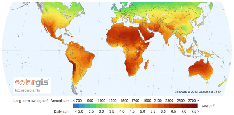 Carte irradiation mondiale